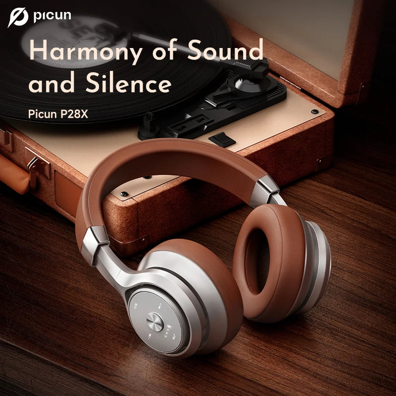 Picun P28X Wireless Bluetooth 5.3 Over-Ear Headphones with Dual Drive Bass, 35H Playtime, and Noise Reduction Technology - Tech Mart