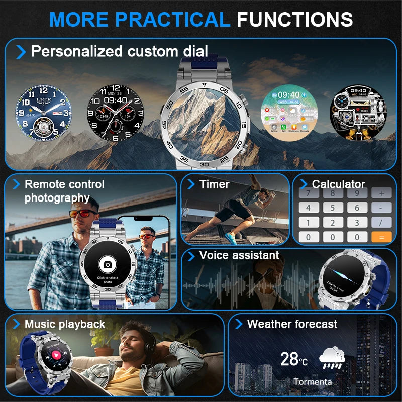 LIGE New Smart Watch for Men – Bluetooth Call, Outdoor Sports Bracelet with LED Flashlight & True Blood Oxygen Monitoring - Tech Mart