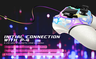 AceGamer Wireless RGB Controller for PS4 Black/White Crack Design with RGB - Tech Mart
