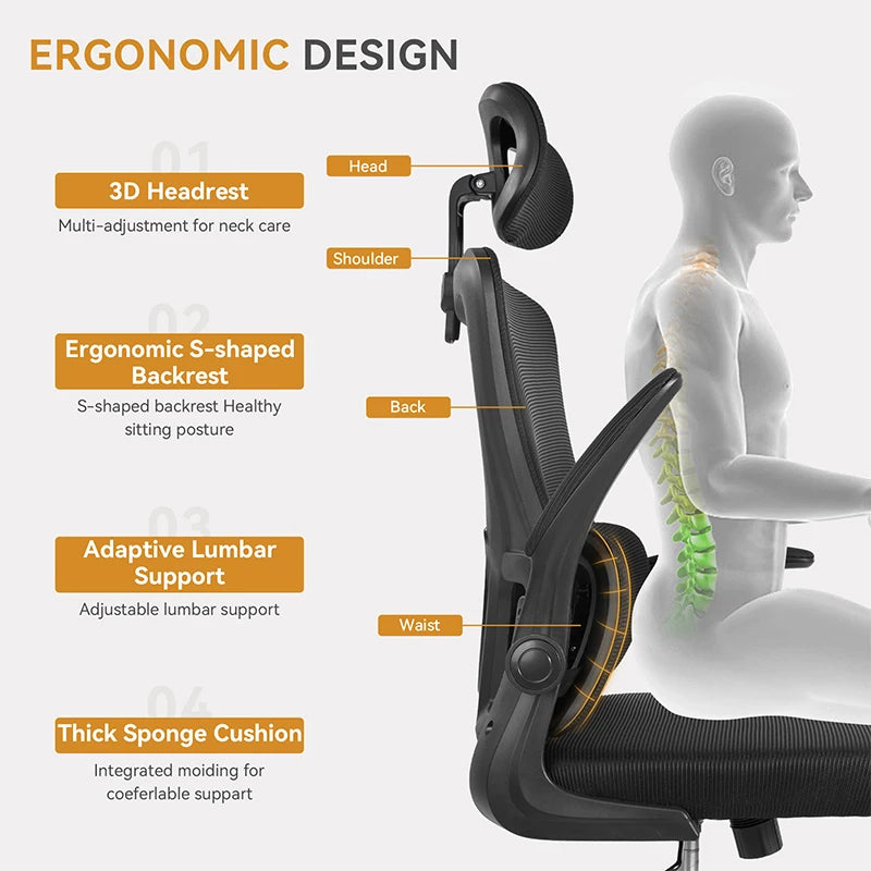 Office Chair Ergonomic High Back Chair Mesh Sliding Gaming Computer Chairs - Tech Mart