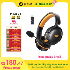 Picun G3 Wireless Gaming Headset with Mic – 65H Battery, 53mm Drivers, Bluetooth 5.4 + 2.4GHz, Over-Ear Gaming Headphones for PS5, PC, Switch, Mobile - Tech Mart
