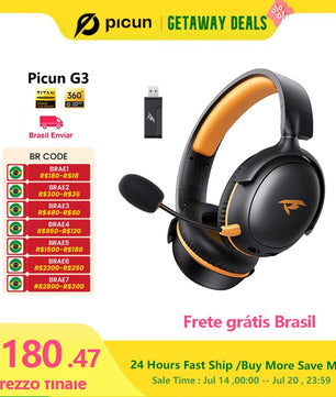 Picun G3 Wireless Gaming Headset with Mic – 65H Battery, 53mm Drivers, Bluetooth 5.4 + 2.4GHz, Over-Ear Gaming Headphones for PS5, PC, Switch, Mobile - Tech Mart