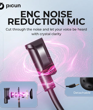 Picun G3 Wireless Gaming Headset with Mic – 65H Battery, 53mm Drivers, Bluetooth 5.4 + 2.4GHz, Over-Ear Gaming Headphones for PS5, PC, Switch, Mobile - Tech Mart