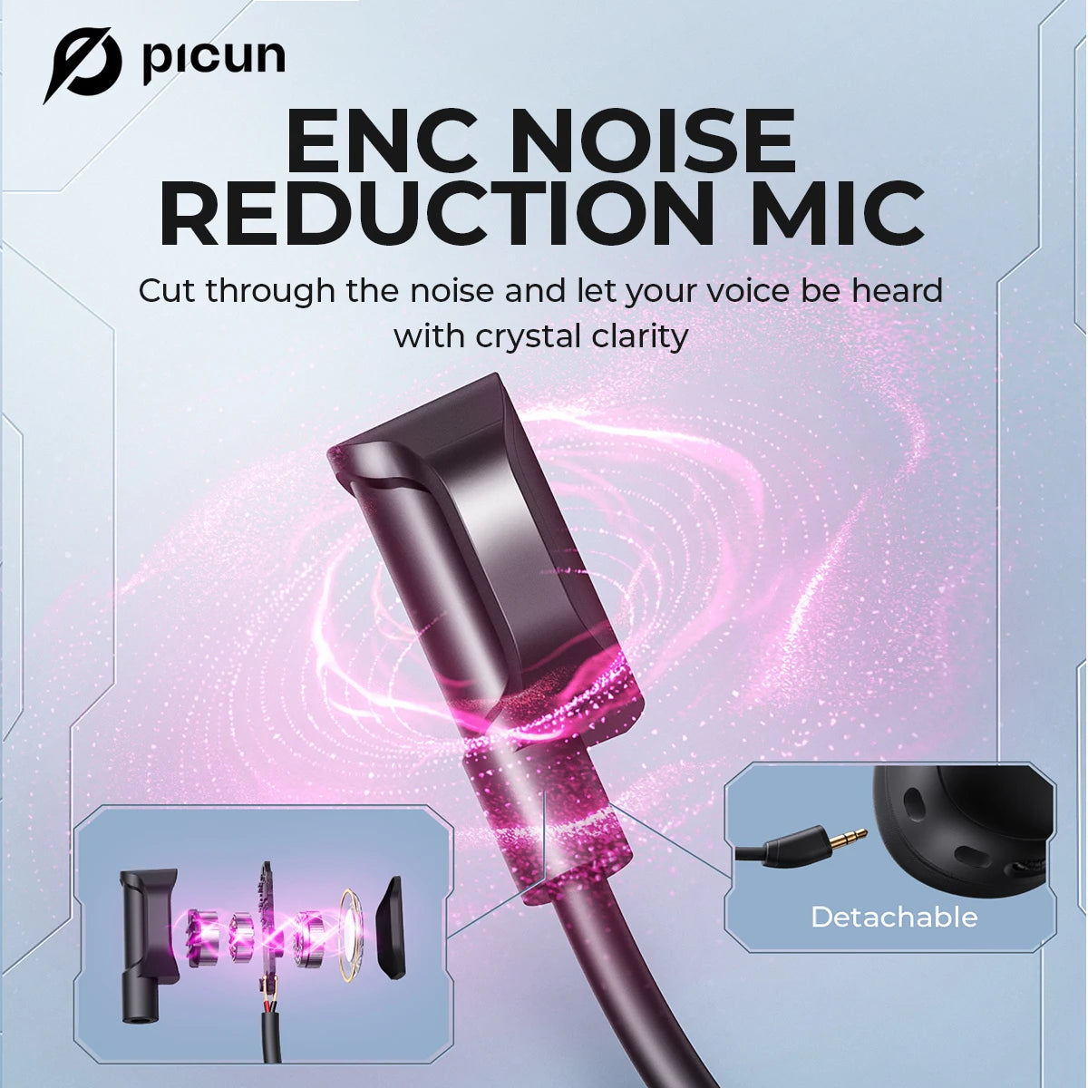 Picun G3 Wireless Gaming Headset with Mic – 65H Battery, 53mm Drivers, Bluetooth 5.4 + 2.4GHz, Over-Ear Gaming Headphones for PS5, PC, Switch, Mobile - Tech Mart