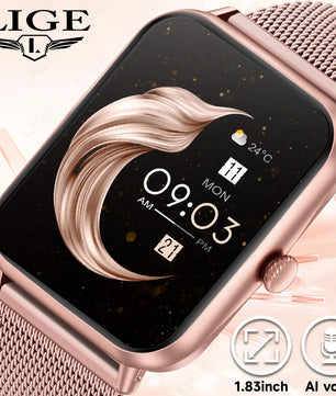 LIGE Fashion 1.83”HD Women Smart Watch Sports Fitness Watch Health Monitoring Digital Men Waterproof Smartwatch Ladies Bracelet - Tech Mart
