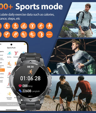LIGE 2025 Smart Watch Men – Large 1000mAh Battery, Outdoor Flashlight, Bluetooth Call, Waterproof Sports & Fitness Smartwatch - Tech Mart