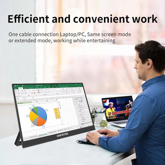 HGFRTEE 16inch Touch Portable Monitor 96%sRGB Second Screen For Laptop With Holder Stand - Tech Mart