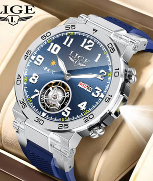 LIGE New Smart Watch for Men – Bluetooth Call, Outdoor Sports Bracelet with LED Flashlight & True Blood Oxygen Monitoring - Tech Mart