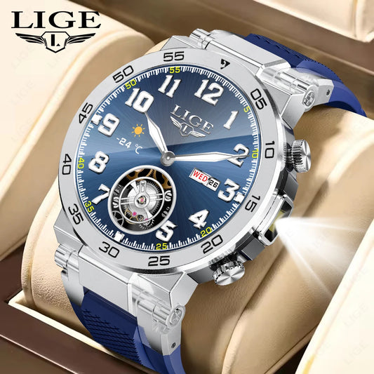 LIGE New Smart Watch for Men – Bluetooth Call, Outdoor Sports Bracelet with LED Flashlight & True Blood Oxygen Monitoring - Tech Mart