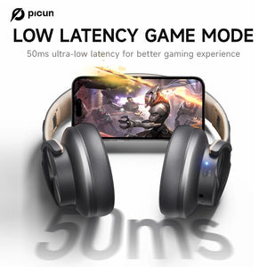 Picun B8 Wireless Bluetooth Headphones – 120H Playtime, 3EQ Modes, Low Latency, and Touch Control Over-Ear Headset - Tech Mart