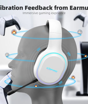 Kofire UG-05 Wireless Gaming Headset – 2.4G & Bluetooth 5.0, RGB Light, Vibration, 3D Sound, 40H Playtime, Detachable Mic for PS4/PS5/PC/Switch - Tech Mart