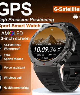 LIGE 2025 New GPS Smartwatch Men 5 ATM Waterproof Built-in Dual-band GNSS Compass Military Sport Bluetooth Call  Men Smart Watch - Tech Mart