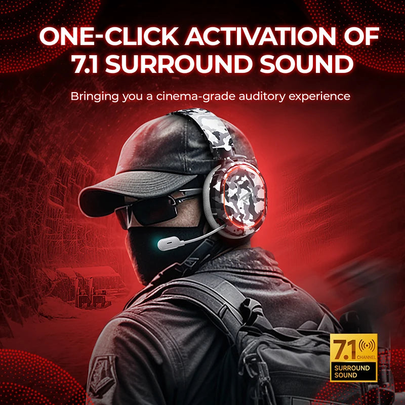 Picun Wireless Gaming Headset Bluetooth + 2.4GHz with 100H Battery ENC Mic and 4-in-1 Multi-Platform Support - Tech Mart