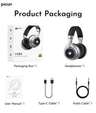 Picun P28X Wireless Bluetooth 5.3 Over-Ear Headphones with Dual Drive Bass, 35H Playtime, and Noise Reduction Technology - Tech Mart