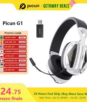 Picun G1 2.4GHz Gaming Wireless Headset – 3D Surround Sound Spatial Audio with ENC HD Mic for PS5, PC, Mobile & More - Tech Mart