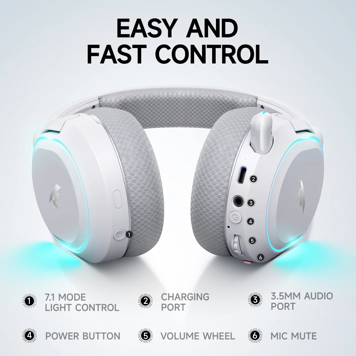 Picun G2 Wireless Gaming Headset – 2.4GHz RF + Bluetooth 5.3, Ultra Low Latency, 7.1 Surround, 100H Battery, Retractable ENC Mic – For PC, PS5, PS4, Switch, Mobile - Tech Mart