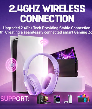 Picun G1 2.4GHz Gaming Wireless Headset – 3D Surround Sound Spatial Audio with ENC HD Mic for PS5, PC, Mobile & More - Tech Mart