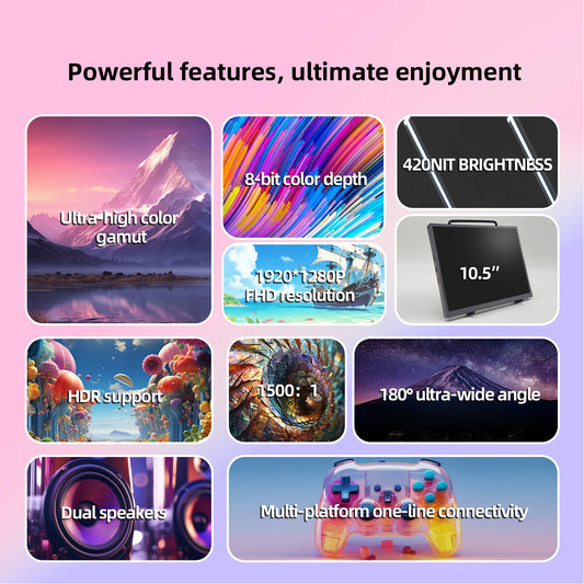 ZSUS 10.5-Inch Portable Monitor 1280P 100%sRGB 15:10 Low Blue Light Monitor - Tech Mart