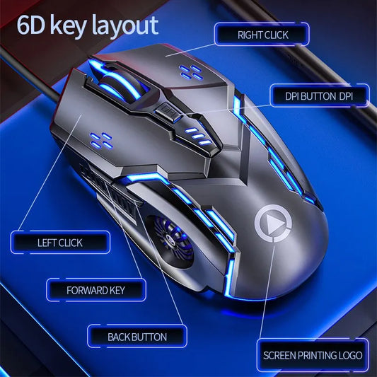 Silver Eagle G5 Mute Wired Mouse Six Keys Luminous Game E-Sports Machinery Computer Accessories Cross-Border Delivery - Tech Mart