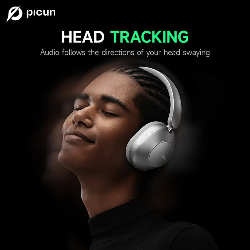 Picun F6 Active Noise Cancelling Bluetooth Headset – Hi-Res, Head Tracking, 3D Audio, APP Control, Low Latency, Long Battery Life - Tech Mart