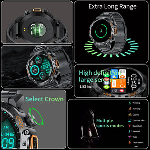 LIGE LED Flashlight Smart Watch Military Watches SOS Bluetooth Call Waterproof Health Monitor Sport Smartwatch For Android ios - Tech Mart