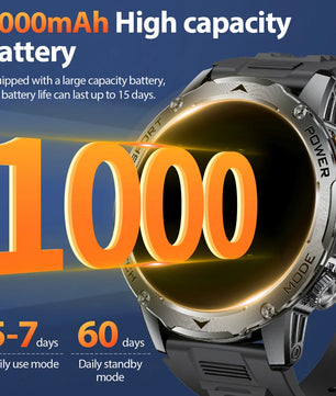 LIGE 2025 Smart Watch Men – Large 1000mAh Battery, Outdoor Flashlight, Bluetooth Call, Waterproof Sports & Fitness Smartwatch - Tech Mart