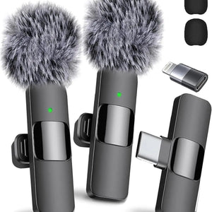 Professional Wireless Lavalier Lapel Microphone for iPhone Android Recording Mic for Interview Video Podcast Vlog YouTube - Tech Mart