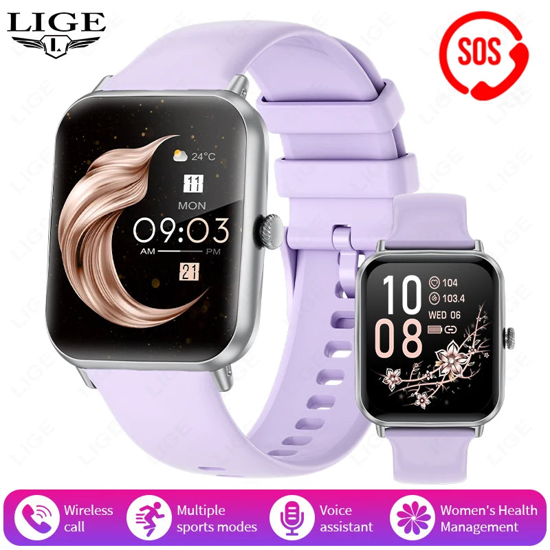 LIGE Fashion 1.83”HD Women Smart Watch Sports Fitness Watch Health Monitoring Digital Men Waterproof Smartwatch Ladies Bracelet - Tech Mart