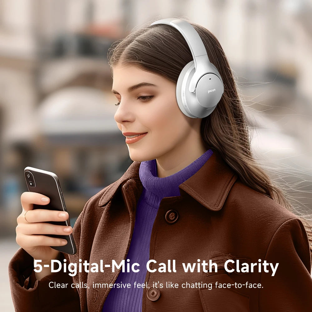 Picun ANC-05MAX Bluetooth Headphones – Deep 48dB ANC, 100H Battery, Hi-Res Audio, Foldable with App Control - Tech Mart
