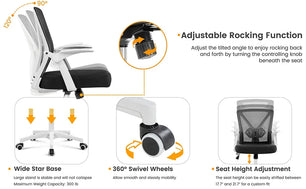 Ergonomic Office Chair Mesh Desk Chair with Flip-up Armrests Swivel Adjustable Chair - Tech Mart