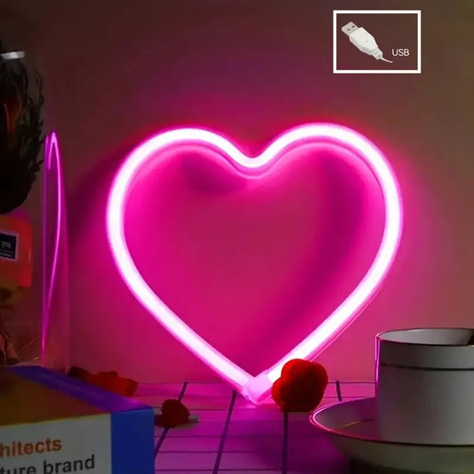 1pc USB Atmosphere Led Neon Light Sign Heart Shape Wall Mounted Night Light For Valentine's Day Bar Bedroom Living Room - Tech Mart