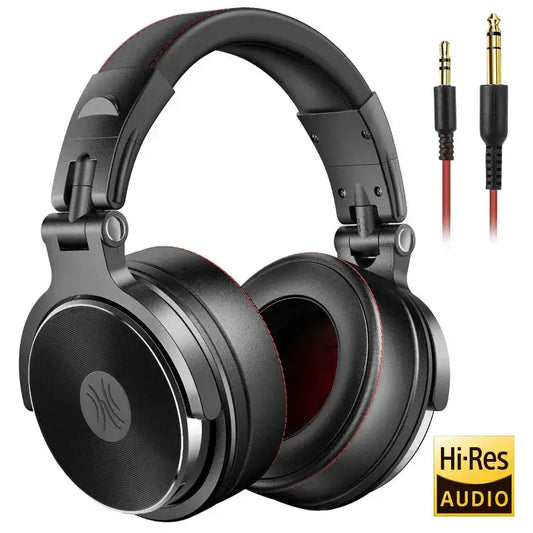 OneOdio Studio Wired DJ Headphones – 50mm Drivers, Dual Detachable Cables, Foldable Over-Ear Design, Pro Audio Monitoring Headset with Mic for Studio, Gaming & Music