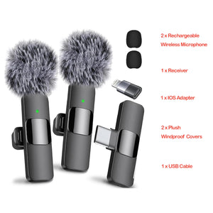 Professional Wireless Lavalier Lapel Microphone for iPhone Android Recording Mic for Interview Video Podcast Vlog YouTube - Tech Mart