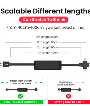 4-in-1 Retractable USB Charging Cable with Phone Stand – Macaron Design, Lightning, Type-C & Micro USB, Fast Charging Storage Box for iPhone & Android - Tech Mart