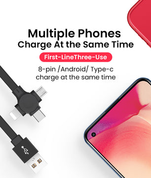 4-in-1 Retractable USB Charging Cable with Phone Stand – Macaron Design, Lightning, Type-C & Micro USB, Fast Charging Storage Box for iPhone & Android - Tech Mart