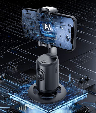 AI-Powered 360° Auto Face Tracking Phone Holder – Gesture Control, Tripod-Compatible, No App Needed, Smart Stabilizer for TikTok, Vlogs, and Live Streaming - Tech Mart
