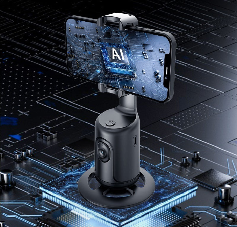 AI-Powered 360° Auto Face Tracking Phone Holder – Gesture Control, Tripod-Compatible, No App Needed, Smart Stabilizer for TikTok, Vlogs, and Live Streaming - Tech Mart